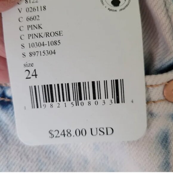 MOTHER NWT High-Rise Rider Ankle Jeans Pink Blue size 24 - Picture 7 of 9